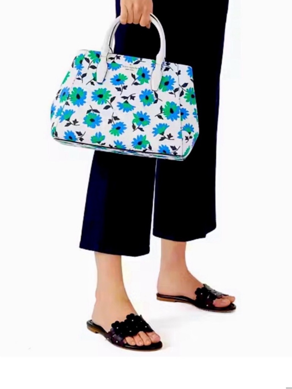 kate spade White Floral Satchel with Blue & Green Flowers - Picture 5 of 6